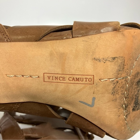 Vince Camuto‎ Elettra peep toe cone heels brown leather women’s size 10 - Picture 9 of 10